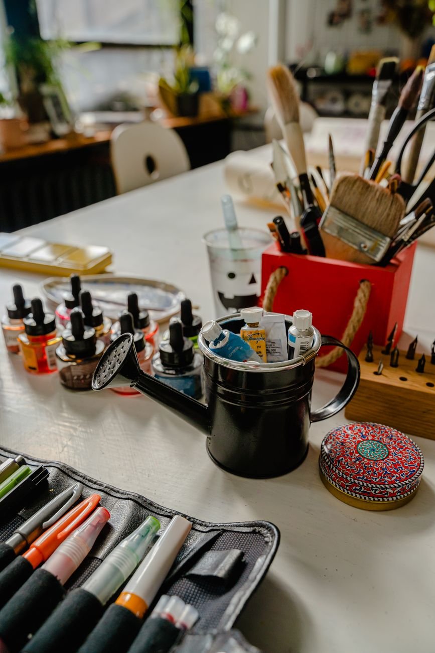 painting tools on table